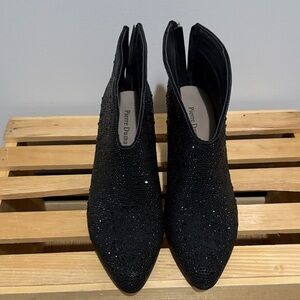 Pierre Dumas Glitter Black Ankle Booties